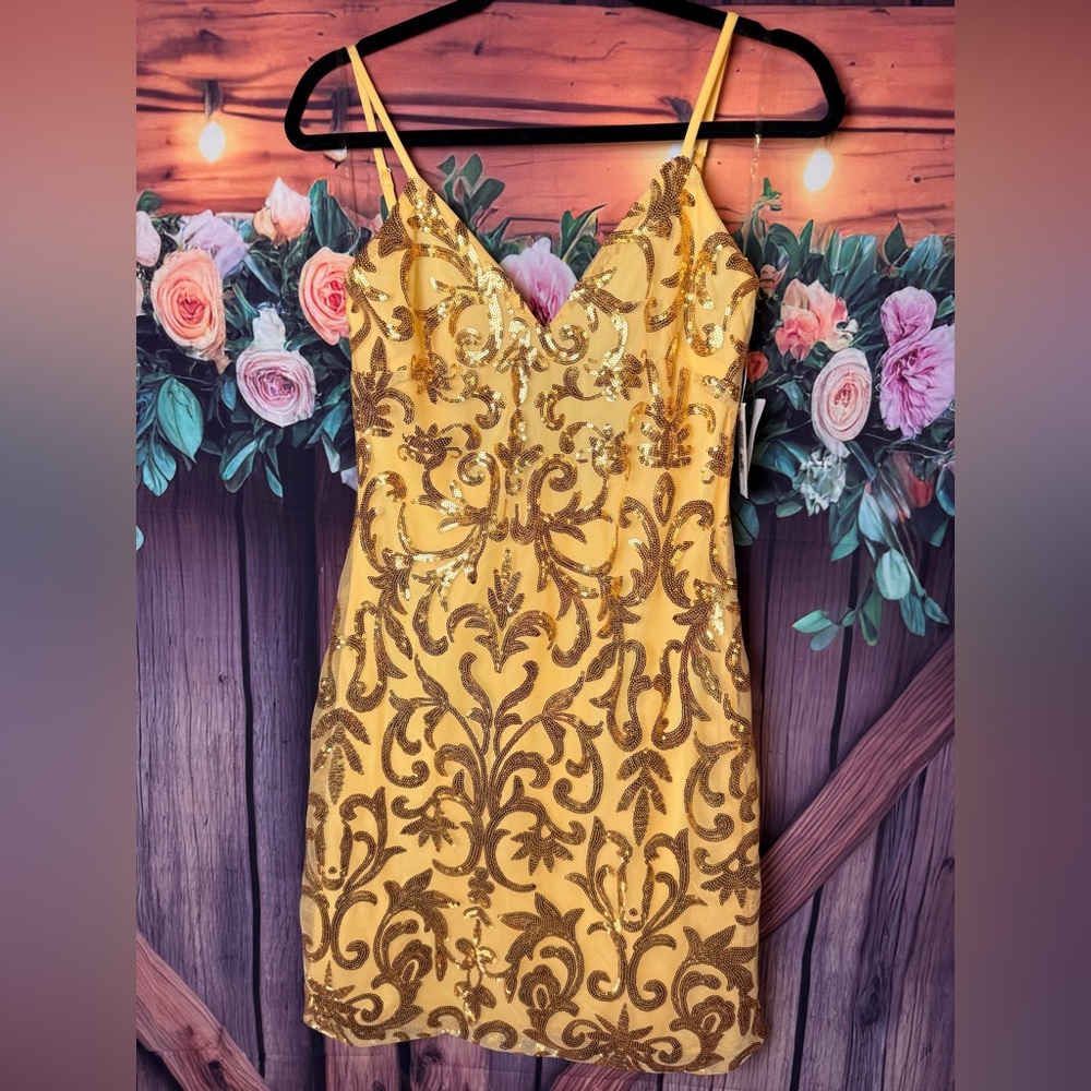 Glamorous Gold Sequin Mini Dress